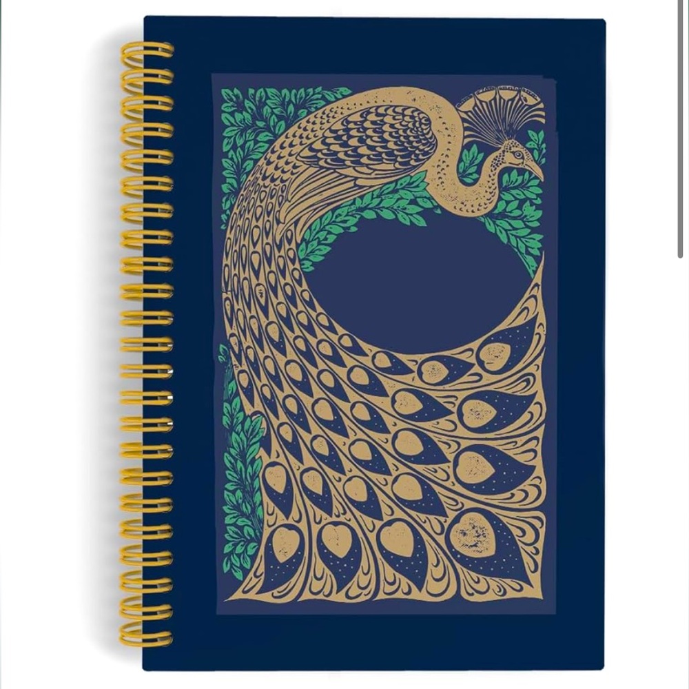 Peacock Spiral Notebook, Vintage, Natural, Antique Journal, 164 pages- 5.5"x8.3"